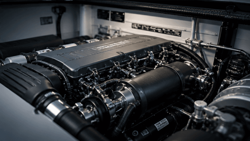 Marine diesel engine bay