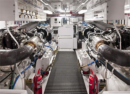 Marine technician working in an engine room